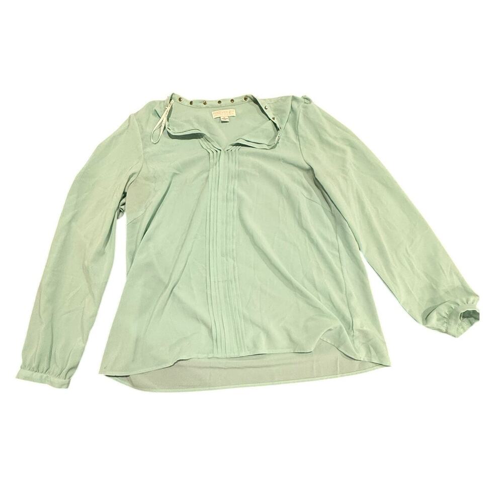 Forever 21 Plus Women's Mint Green Long Sleeve Pleated Front Chiffon Blouse XL